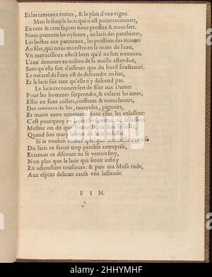 La Pratique de l'Aiguille, pagina 4 (recto) 1605 Matthias Mignerak scritto da Matthias Mignerak, title page inciso da Pierre Firens, francese, nata Parigi 1641, dedicata a Marie de Medici, Firenze 1575-1642 Colonia, pubblicato da Jean le Clerc, Parigi.Discorso sul merletto continuato dalla pagina precedente. La Pratique de l'Aiguille, pagina 4 (recto) 662983 Foto Stock