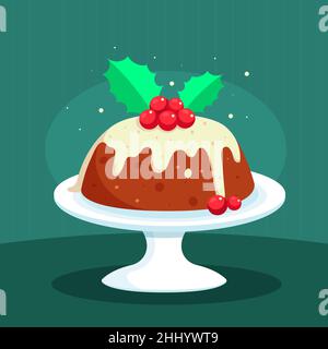 Illustrazione del budino di natale piatta illustrazione del vettore. Illustrazione Vettoriale