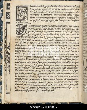 Esempio di recami, pagina 25 (verso) 1530 Giovanni Antonio Tagliente italiano scritto da Giovanni Antonio Tagliente, italiano, Venezia ca. 1465-1527 Venezia, edito da Giovanantonio e i fratelli da Sabbio Venezia. Osservazioni conclusive con lettera iniziale illustrata per ogni nuova sezione. Pagina 25 (verso) 357722 Foto Stock