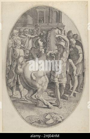 Alexander Mastering Bucephalus ca. 1540–45 Léon Davent Francese. Alexander Mastering Bucephalus 337380 Foto Stock