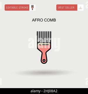 Afro Comb semplice vettore icona. Illustrazione Vettoriale