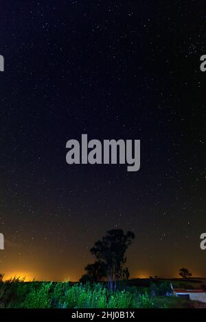 Notte Cielo accanto al villaggio di Guerreiro, Castro Verde, Alentejo, Portogallo Foto Stock