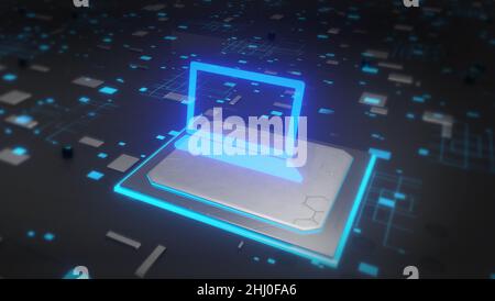 Processore centrale del computer concetto di CPU. 3d rendering, sfondo concettuale Foto Stock