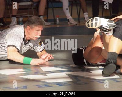 Wrestling delle scuole superiori al Wyoming Seminary in Pennsylvania. Il Wyoming è classificato numero 1 negli Stati Uniti a partire dal gennaio 22nd Foto Stock