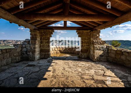 Area Outlook con vista sul Theodor Roosevelt National Park, North Dakota Foto Stock