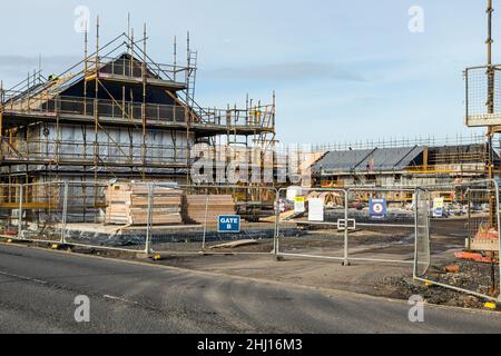 Cantiere per nuove abitazioni accessibili da parte del North Ayrshire Council, Harborside, Irvine, North Ayrshire, Scozia, REGNO UNITO Foto Stock