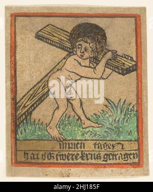 Tessera di Capodanno: Cristo Bambino con la Croce ca. 1490 Anonimo, Germania del Sud, 15th secolo tedesco. Tessera di Capodanno: Cristo Bambino con la Croce 360220 Foto Stock