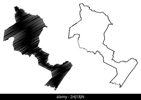 Comune di Entre Rios (stato di Bahia, Comuni del Brasile, Repubblica Federativa del Brasile) illustrazione vettoriale mappa, schizzo di Scribble Entre Rios mappa Illustrazione Vettoriale