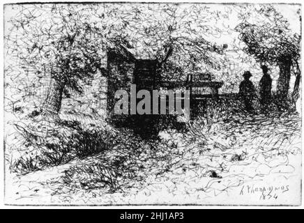 Due figure da un piccolo Watergate n.d. Henri-Joseph Harpignies Francese. Due figure da un piccolo Watergate 363035 Foto Stock