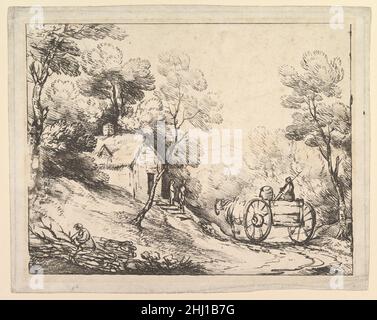 Paesaggio boscoso con Country Cart, Cottage e figure 1784–86 Thomas Gainsborough britannico. Paesaggio boscoso con Country Cart, Cottage e figure 382177 artista: Thomas Gainsborough, britannico, Sudbury 1727?1788 Londra, paesaggio boscoso con Country Cart, Cottage e figure, 1784?86, Soft-Ground Etching; primo stato, piastra: 11 x 13 3/4 poll. (27,9 x 34,9 cm). Il Metropolitan Museum of Art, New York. The Elisha Whittelsey Collection, The Elisha Whittelsey Fund, 1949 (49.95.61) Foto Stock