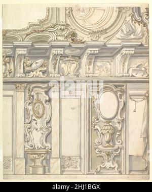 Design for Elevation for Eelaborato Wall and Vault with the Savoya Arms 1700–1780 Anonimo, italiano, piemontese, italiano del 18th secolo. Design for Elevation for Eelaborato Wall and Vault con i bracci Savoya 365544 Foto Stock