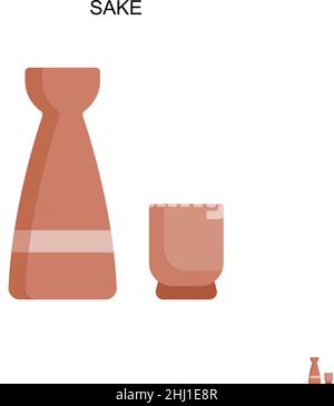 Icona vettore Sake semplice. Modello di disegno del simbolo di illustrazione per l'elemento dell'interfaccia utente mobile Web. Illustrazione Vettoriale