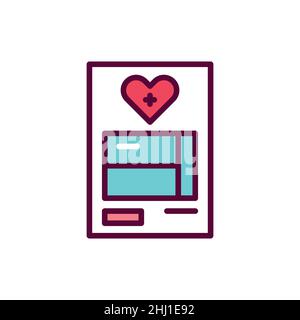 Icona della linea di colore dell'assicurazione medica. Elemento vettoriale isolato. Pittogramma a contorno per pagina web, app mobile, promo Illustrazione Vettoriale