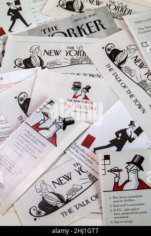 Still Life con il carattere simbolico 'Eustace Tilly' del 'The New Yorker Magazine', New York City, USA Foto Stock