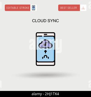 Icona vettore semplice di sincronizzazione cloud. Illustrazione Vettoriale
