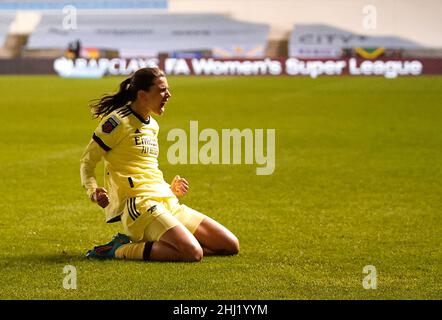 Foto di archivio del 23-01-2022 di Tobin Heath dell'Arsenal. Il boss dell'Arsenal Jonas Eidevall ammette che il suo equalizzatore a Manchester City la domenica era 'molto importante'. Data di emissione: Mercoledì 26 gennaio 2022. Foto Stock