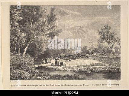 Salone de 1850-51. Paesaggio lungo le rive del fiume Oullins 1850–51 dopo Charles-Francois Daubigny francese. Salone de 1850-51. Paesaggio lungo le rive del fiume Oullins 337043 Foto Stock