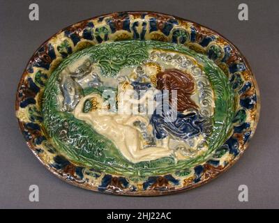 Piatto con creazione di Eva 17th secolo modo di Bernard Palissy francese. Piatto con creazione di Eve 201617 Foto Stock