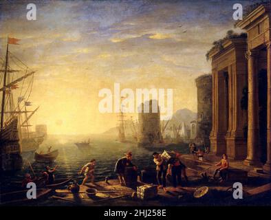 Claude Lorrain. Mattina in un porto del pittore barocco francese Claude Lorrain (n. Claude Gellée, c.. 1600 -1682), olio su tela, 1640s Foto Stock