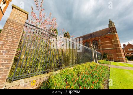 Bellissimi posti attorno alla famosa Selwyn College di Cambridge University, Regno Unito Foto Stock