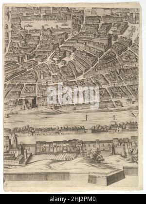 Pianta del comune di Roma: Foglio 9 con Piazza Navona, campo di Fiore e Sant'Onofrio 1645 Antonio Tempesta parte italiana della metà inferiore della mappa di Roma. Raffigurato è una parte centrale della città con una vista sia della riva sinistra che della riva destra. Punti riconoscibili nella mappa sono Piazza Navona, il campo di Fiore e il Sant'Onofrio (riva sinistra). Pianta del comune di Roma: Foglio 9 con Piazza Navona, campo di Fiore e Sant'Onofrio 414811 Foto Stock