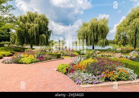 Chicago Botanic Garden Summer Landscape, Glencoe, Illinois, USA Foto Stock