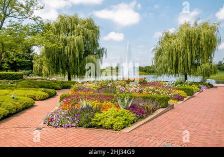 Chicago Botanic Garden Summer Landscape, Glencoe, Illinois, USA Foto Stock