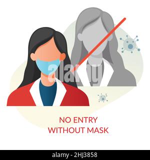 Nessuna entrata senza maschera protettiva - icona come EPS 10 file Illustrazione Vettoriale