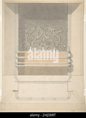 Design per griglia in ghisa con bordo in metallo verde ca. 1814 Benjamin Dean Wyatt British. Design per griglia in ghisa con bordo in metallo verde 386380 Foto Stock