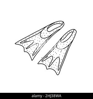 Illustrazione vettoriale disegnata a mano delle pinne illustrazione carezza dell'icona delle pinne su sfondo bianco Illustrazione Vettoriale