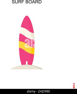 Surf board semplice icona vettoriale. Modello di disegno del simbolo di illustrazione per l'elemento dell'interfaccia utente mobile Web. Illustrazione Vettoriale