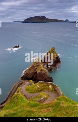 Dunquin Pier, la Sheep Highway in Irlanda, la penisola di Dingle, Irlanda Foto Stock