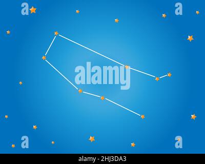Stelle della costellazione Gemini nello spazio esterno. Segno zodiaco linee di costellazione Gemini. Illustrazione vettoriale. Illustrazione Vettoriale