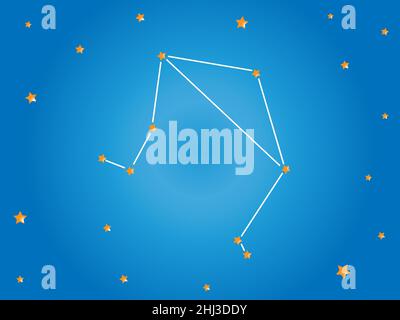 Segno zodiacale Bilancia la costellazione è una stella nello spazio esterno con linee di libra. Illustrazione vettoriale. Illustrazione Vettoriale