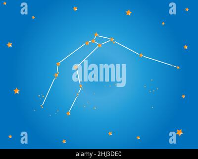 Aquarius Constellation è una stella nello spazio esterno. Segno zodiacale linee di costellazione dell'Acquario. Illustrazione vettoriale. Illustrazione Vettoriale