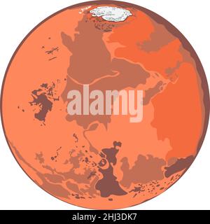 Pianeta Marte del sistema solare rendere isolato su sfondo bianco. Illustrazione vettoriale. Illustrazione Vettoriale