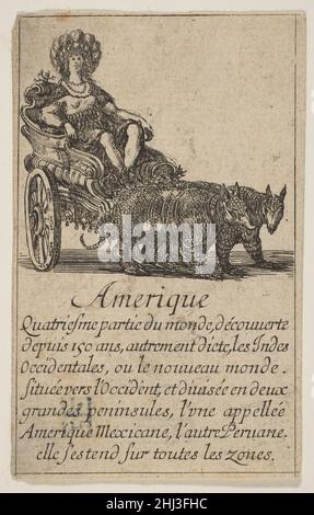 Allegoria d'America, dalle carte da gioco 'gioco di Geografia' (Jeu de la Géographie) 1644 incise da Stefano della Bella Italian. Allegoria dell'America, dalle carte da gioco 'gioco di Geografia' (Jeu de la Géographie) 376692 Foto Stock