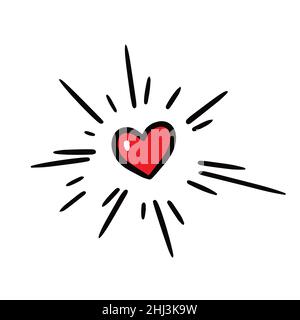 Cuore rosso brillante. Illustrazione vettoriale. Elemento di design di San Valentino Illustrazione Vettoriale