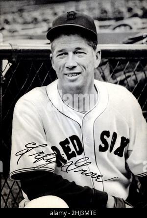 Foto ricordo autografata del giocatore di baseball della Hall of Fame Lefty Grove con i Boston Red Sox della American League. Foto Stock