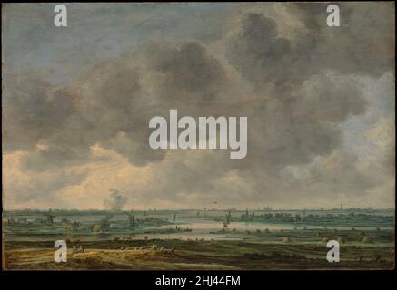 Vista di Haarlem e il Meer Haarlemmer 1646 Jan van Goyen olandese il campanile della chiesa di San Bavo in Haarlem dà a questa piccola ma straordinaria vista panoramica un aspetto di precisione topografica. Infatti, il paesaggio unisce insieme le caratteristiche di diversi disegni tratti dai books di Van Goyen, alcuni osservati dalle altezze della torre campanaria stessa. Il punto di vista panoramico e l'uso della prospettiva atmosferica, in cui gli elementi più distanti appaiono verdi o blu, collegano la scena di Van Goyen ai paesaggi più anticamente belgani in vista in questa galleria. Vista di Haarl Foto Stock