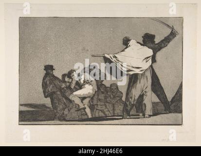 'Nota Folly' dai 'Disparati' (Follie/Irrationalità, piatto A) ca. 1815–19 (pubblicato prima del 1877) Goya (Francisco de Goya y Lucientes) Spagnolo una delle quattro tavole aggiuntive preparate per il set ma non incluse nella prima edizione postuma pubblicata dall'Academia de San Fernando a Madrid nel 1864 con il titolo 'Los Proverbios',. 'Nota Folly' dai 'Disparati' (Follie/Irrationalità, piatto A) 333843 Foto Stock