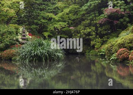 Giardino giapponese 'soyo-en' fiammeggiante a Nikko, Giappone Foto Stock