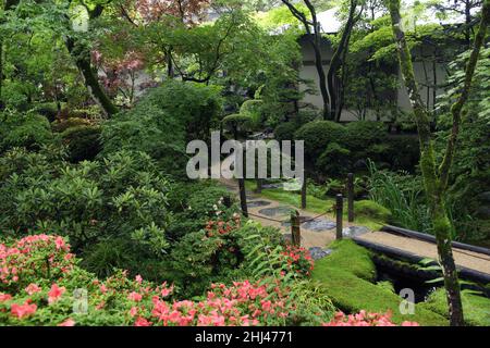 Giardino giapponese 'soyo-en' fiammeggiante a Nikko, Giappone Foto Stock