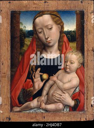 Vergine e Bambino seguace di Hans Memling questa foto era molto probabilmente il pendente di un ritratto o l'elemento centrale di un trittico stazionario; la mela consegnata al Bambino allude a Cristo come il futuro Redentore dell'umanità. Uno dei seguaci di Hans Memling all’inizio del XVI secolo fondò la sua composizione su un dipinto di Memling o su un modello di laboratorio sopravvissuto. Vergine e Bambino 437062 Foto Stock