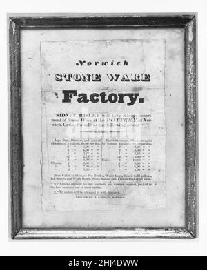 Pubblicità per Norwich Stone Ware Factory 1770–1800 American. Pubblicità per Norwich Stone Ware Factory 39 Foto Stock