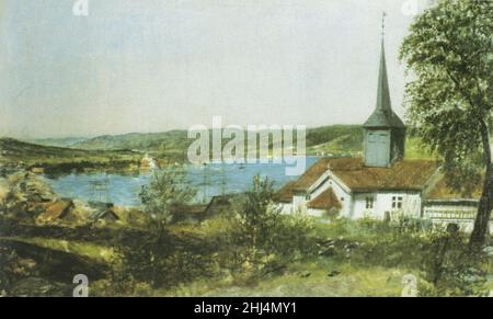 Stoltenberg-Strømsø med den gamle kirke på Tangen. Foto Stock