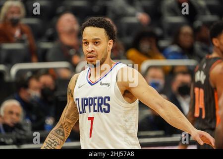 Orlando, Florida, USA, 26 gennaio 2022, Los Angeles Clippers Shooting Guard Amir Coffey #7 durante la seconda metà all'Amway Center. (Photo Credit: Marty Jean-Louis) Credit: Marty Jean-Louis/Alamy Live News Foto Stock