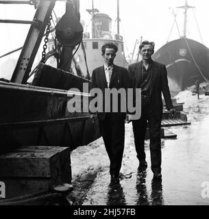 Pesca caratteristica a Grimsby, Lincolnshire. 12th aprile 1961. Foto Stock