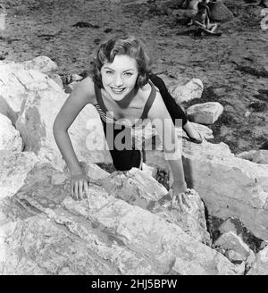 1956 Festival del Cinema di Venezia, venerdì 31st agosto 1956. I nostri spettacoli di foto ... L'attrice italiana Sylva Koscina. Foto Stock