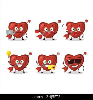 Cupido amore freccia personaggio cartoon con vari tipi di emoticon business. Illustrazione vettoriale Illustrazione Vettoriale